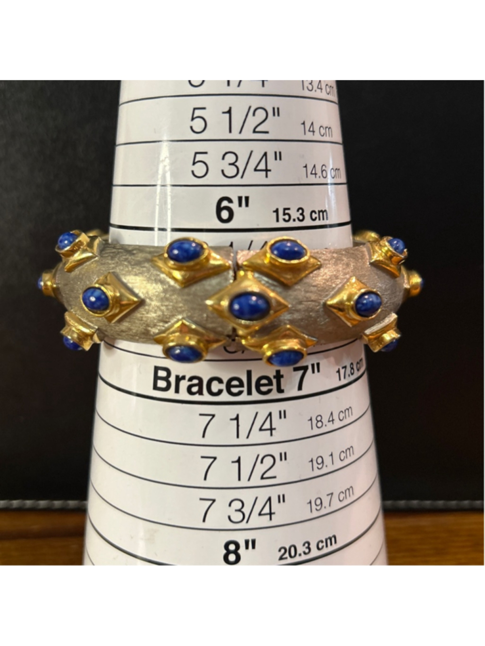 Women's KJL textured "Mogul" style textured gold-tone and silver-tone faux lapis - Picture 7 of 13